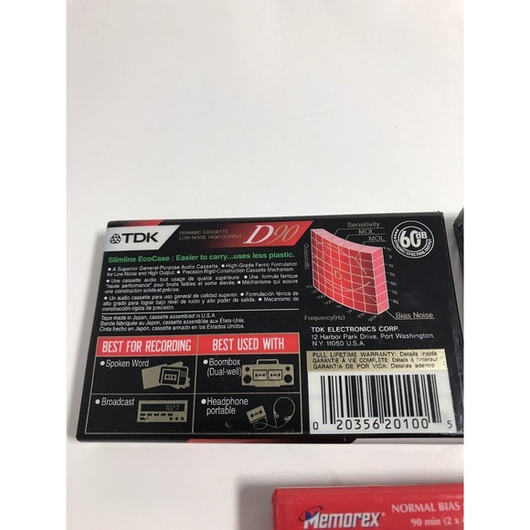 TDK D90 & Memorex DBS Cassette Tapes - Lot Of 5 - 90 Min Blank Audio High Output - Picture 5 of 7